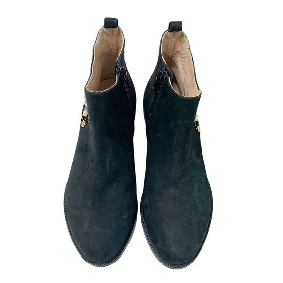 My Suelly Black Suede Ankle Booties with Rivets And Crystals Size 6 - Picture 4 of 9